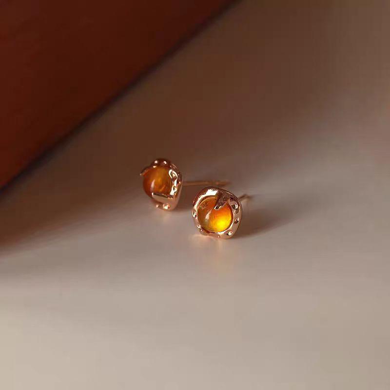 Elegant Amber Small Stud Earrings - 2025 Bestseller for Women