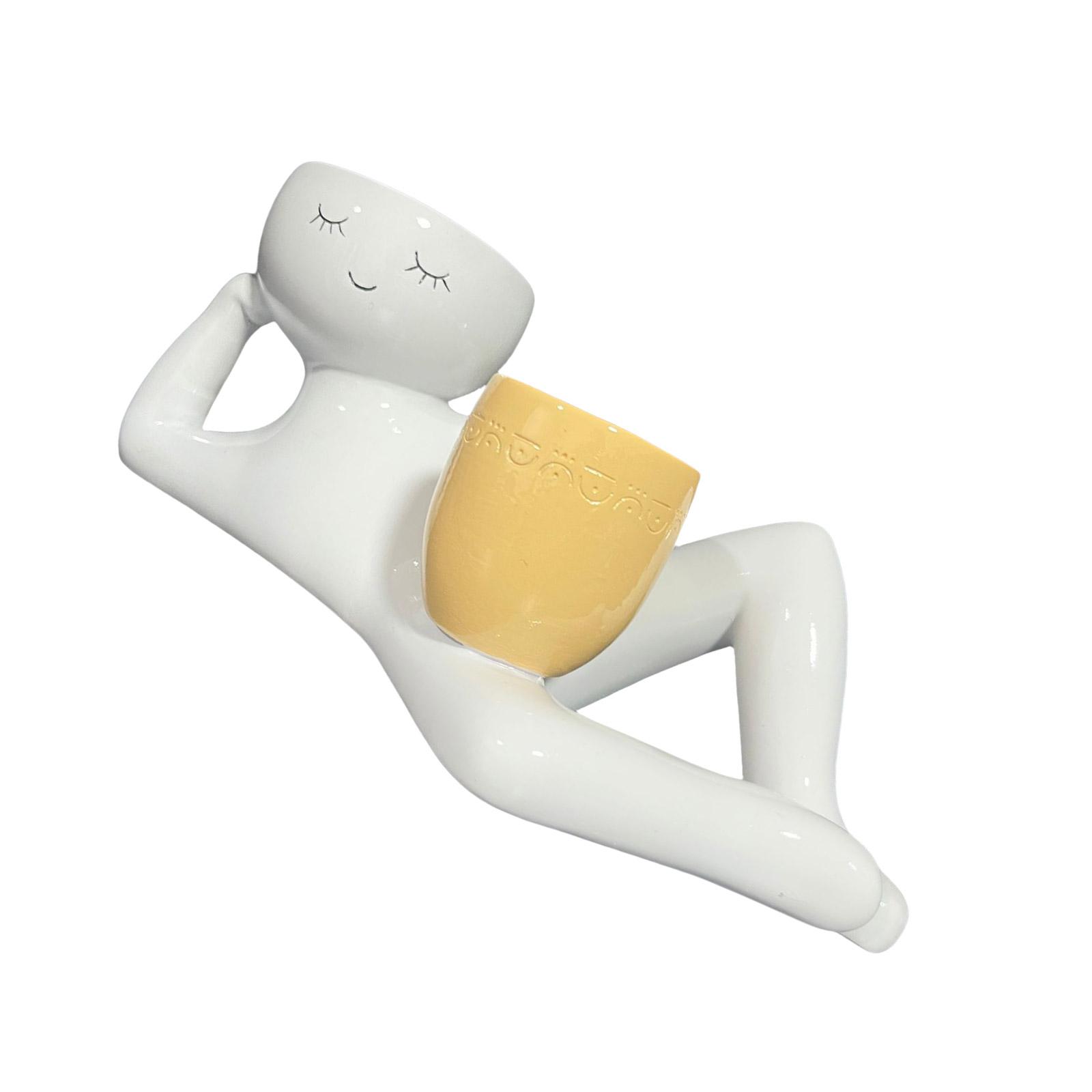 

Расслабляющий человек держит горшок для кашпо тело ваза декор смола смешные суккуленты горшок для суккулентов кактус маленькое растение