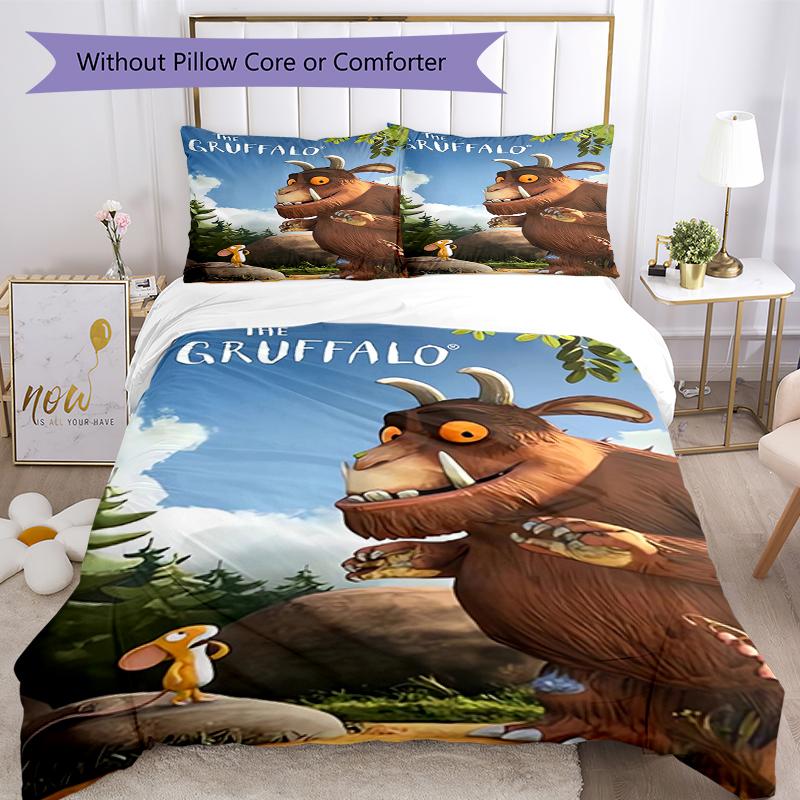 Set Biancheria da Letto Il Gruffalò 3 Pezzi Copripiumino Chiusura Include 1 Copripiumino & 2 Federe, Morbido e Confortevole per Tutte le Stagioni.