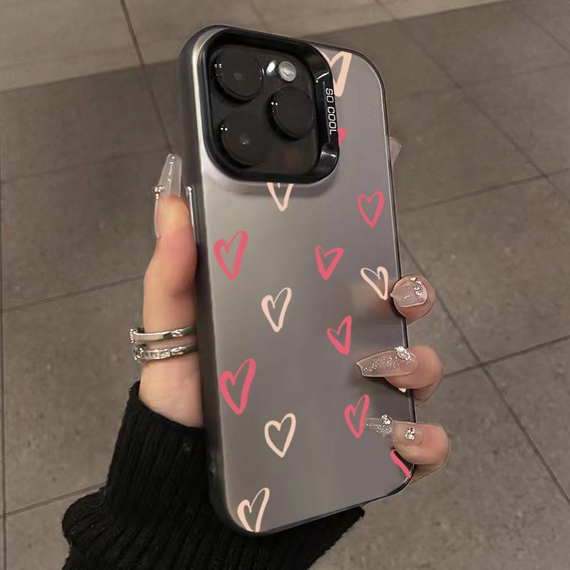 Pink Love Heart Frosted Phone Case For Samsung Galaxy S24 S23 S22 S21 Ultra Plus FE A54 A34 A14 A53 A33 A15 A55 A35 Hard Cases