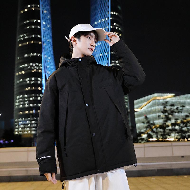 

Зимняя куртка пуховик для активного отдыха ветрозащитный водонепроницаемый топ для пары теплый 3XL чёрный