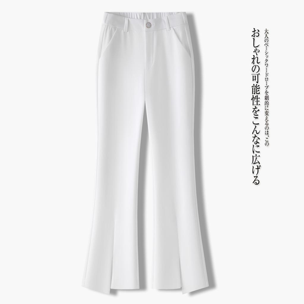 Front split-ended micro-pull pants casual suit pants women's spring summer 1116 high-waisted thin small nine-point flared pants