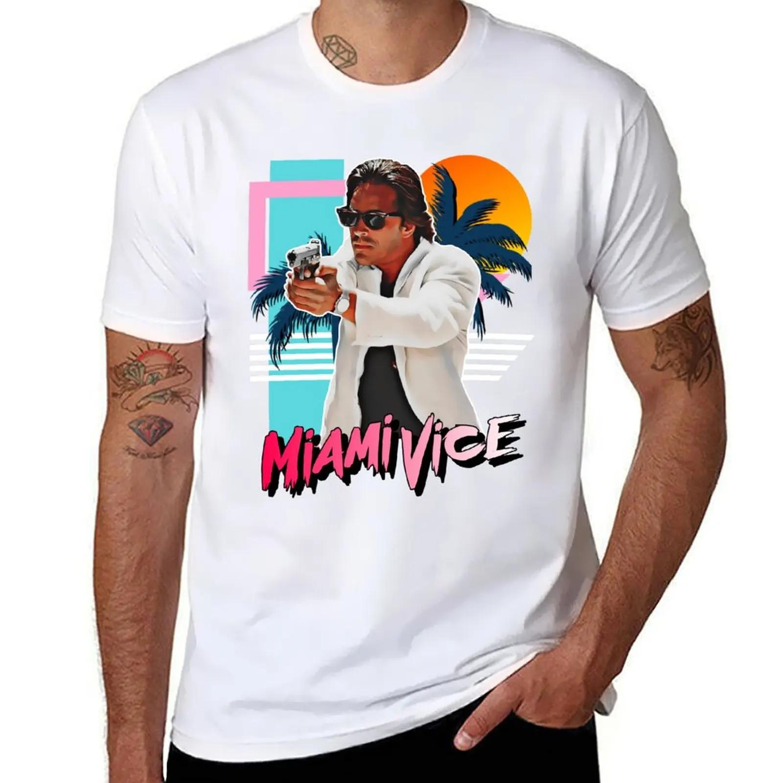 Retro Miami Vice 80er Sonny Crockett Tribut T-Shirt Sommer Oberteile Kurzarm T-Shirts für Herren Grafik Schwergewicht Heißer Verkauf S gray