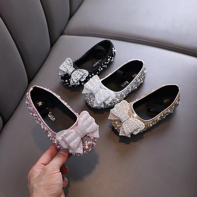 Novo estilo outono lady baby menina crianças princesa strass sapatos únicos sapatos de couro sapatos de performance de dança