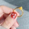 Sand Elegant Vietnamese Gold Rose Flower Ring Adjustable Copper Plated Jewelry For Women
