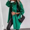 Women's Autumn and Winter Pull Sleeve Button Decoration Mid-Length Shirt Jacket