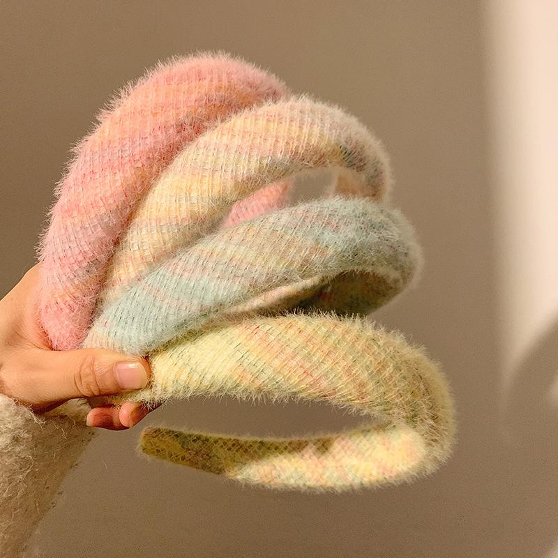 

Высококачественные милые красочные шерстяные широкие повязки на голову, модные аксессуары для волос, женская трендовая повязка для волос, головной убор для девочек