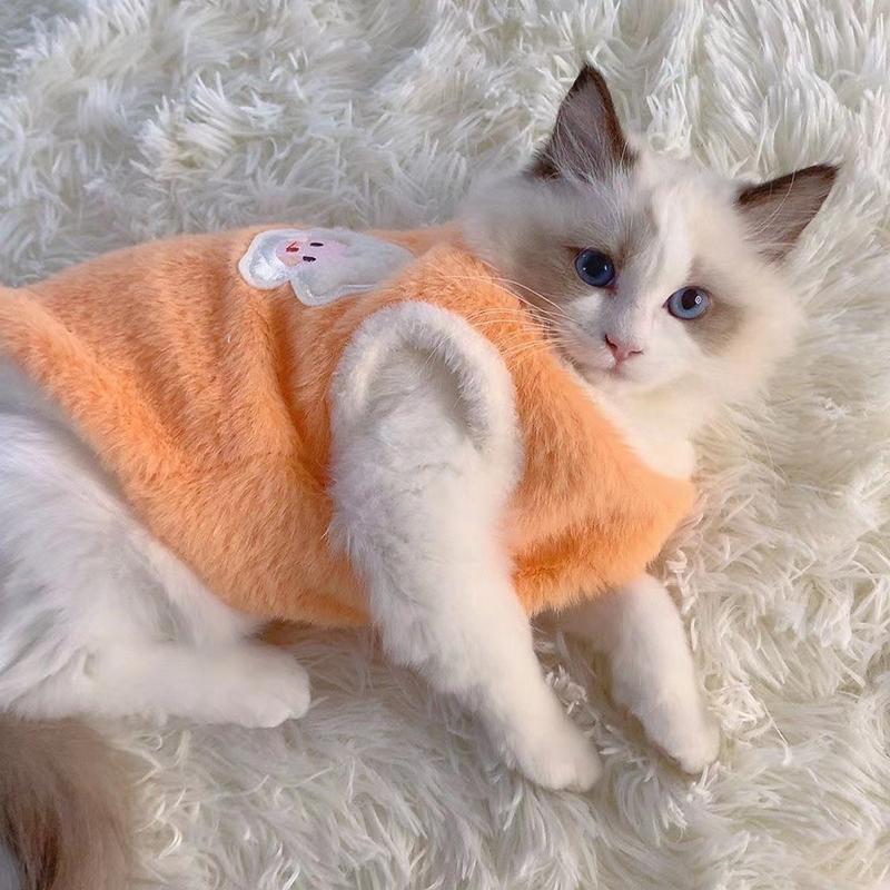 Faux Rabbit Fur Winter Warm Dog Cat Fleece Clothes Warm Breathable Cat Clothing Thickened Wear Resistant Pet Vest Cat