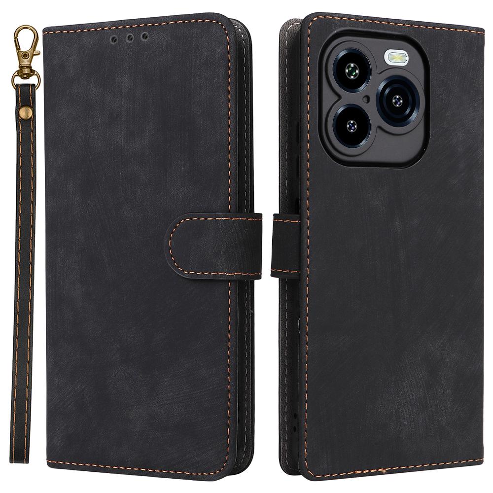 For Oukitel C65/C65 Pro Case Wallet RFID Blocking PU Leather Phone Cover Stand with Strap