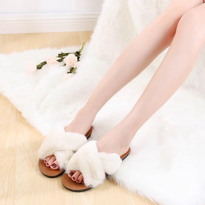 Fashion Women's Shoes with Free Shipping House Slippers Fashion Cross Straps Sexy Bedroom Fluffy Slides Women Casual Flats Ladies Shoes