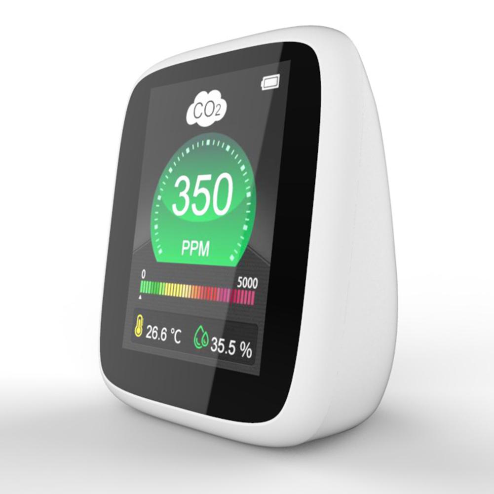 Portable Miniature Air Monitor with Carbon Dioxide Temperature and Humidity Sensors and Alarm for Monitoring Indoor Air Safety