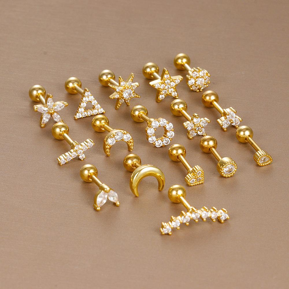 Heißer Verkauf Piercing Schmuck Edelstahl Ohrknochen Nägel Zirkon Kugel Schraube Kleine Ohrringe Damen Leichter Luxus Ohrringe