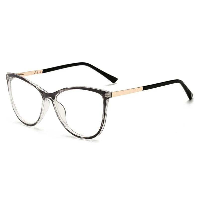 Blu-ray Blocking Cat Eye Multifocal Progressive Eyeglasses Photochromic Oval Optical Prescription Spectacle for Women Men