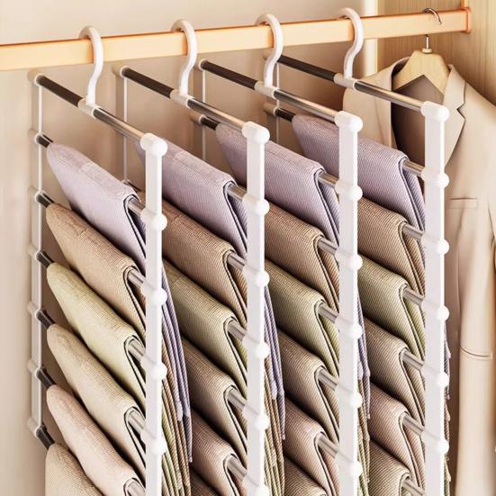 2/3Pcs Trouser Hangers with Rotatable Hooks Space-saving Foldable Design Multipurpose Skirts Scarves Storage