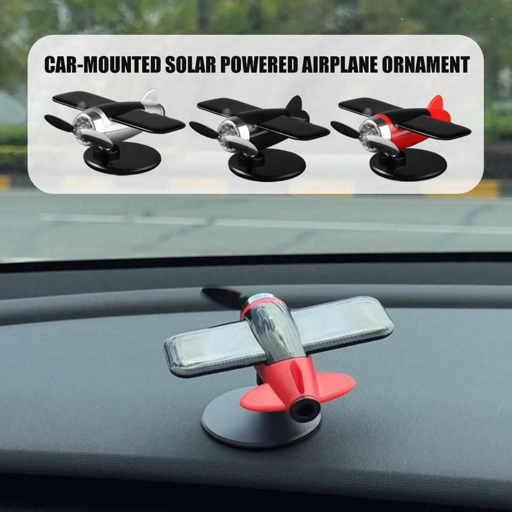 Car Solar Airplane Ornaments 360° Rotary Car Center Helicopter Propeller Decoration Solar Powered Rotating Ornaments Car Co N7W9