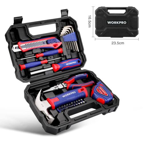 WORKPRO Tool Set, 35-Piece Household Tool Kit, Home Tool Set, Garage Tool Set, Repair Tool Set, Multi-Function, Screwdriver, Pliers, Hammer, Hex Wrenc