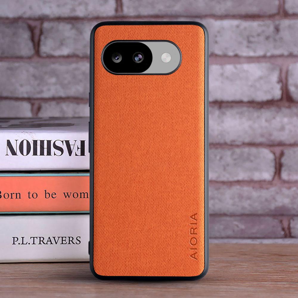 

Case for Google Pixel 10A 10 Pro XL funda Soft TPU Master Hard Textile Leather Fashion Phone Cover Coqua for Pixel 10A Case for Pixel 10 помаранчевий