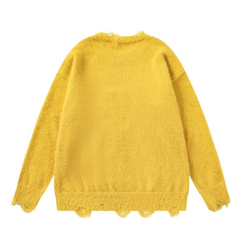 Pull Jacquard Chat Vintage Style Collège Unisexe Hiver Chaud Coupe Ample Pullover Jeune