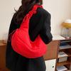 Solid Color Large Capacity Tote Bag Trendy Shoulder Bag Women Casual Canvas School Crossbody Bags For Student CLE