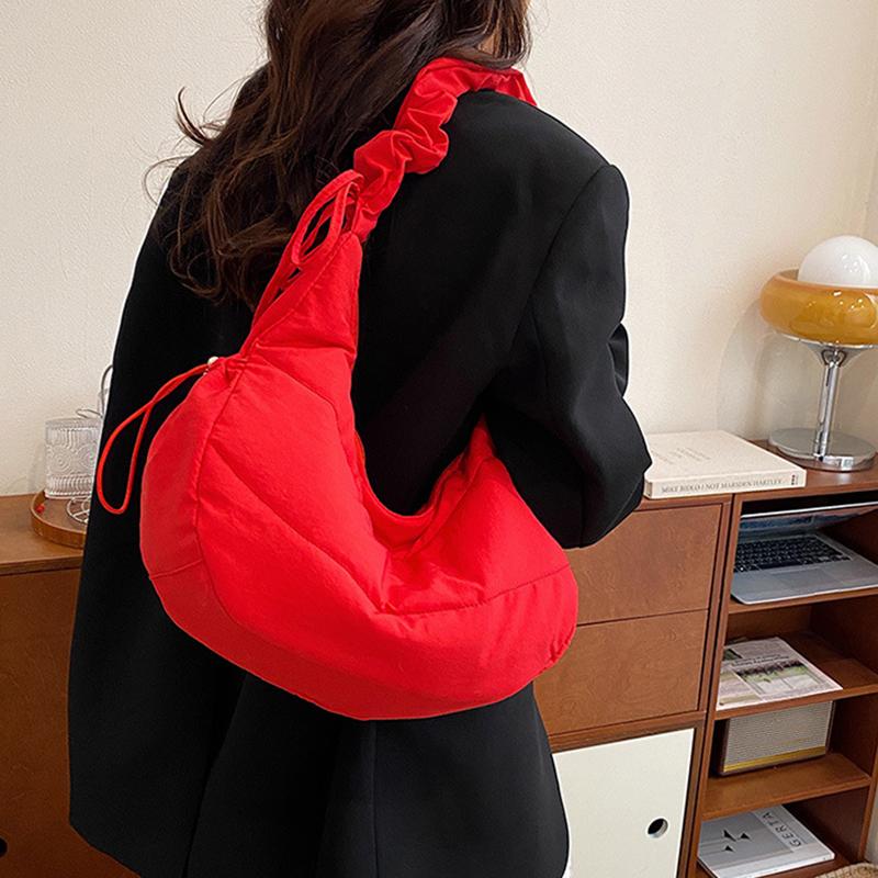Solid Color Large Capacity Tote Bag Trendy Shoulder Bag Women Casual Canvas School Crossbody Bags For Student CLE