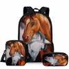 Zaini Cavallo di Lusso borse Stampa 3D 3pz/Set alunno Zaini Scolastici Zaino Daypack per Laptop Borsa a spalla inclinata Astuccio
