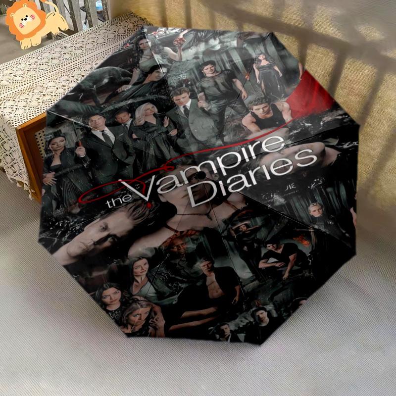 Vampire Diaries: Rainy Night Gathering Folding Umbrella Suitable for All Seasons Durable Sun Umbrella Sun Umbrella Travel