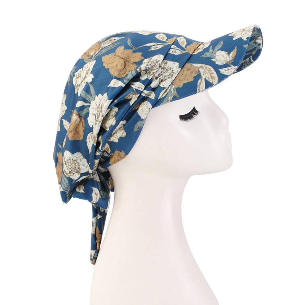 Atmungsaktive Sommer-Kopftuch-Hut Blumenmuster Turbanhut Mit Riemen Baseballkappe Tägliche Outfits
