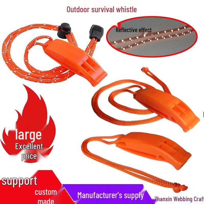 Двухчастотная изогнутая высокочастотная уличная и плавательная спасательная свистулька Reflective Rope: Single Pack оранжевый