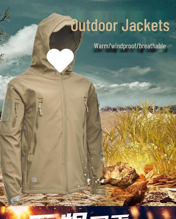 Men's Tactical Outdoor Camouflage Soft Shell Jacket - Windproof Waterproof Fleece Coat for Mountaineering