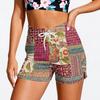 Women High Waist Drawstring Patchwork Print Athletic Shorts Lightweight Stretch Casual Sports Bottoms for Training