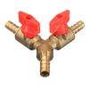 5/16" Brass Y 3-Way Shut off Ball Valve 8mm Fitting Hose Barb Fuel Gas Clamp Tee