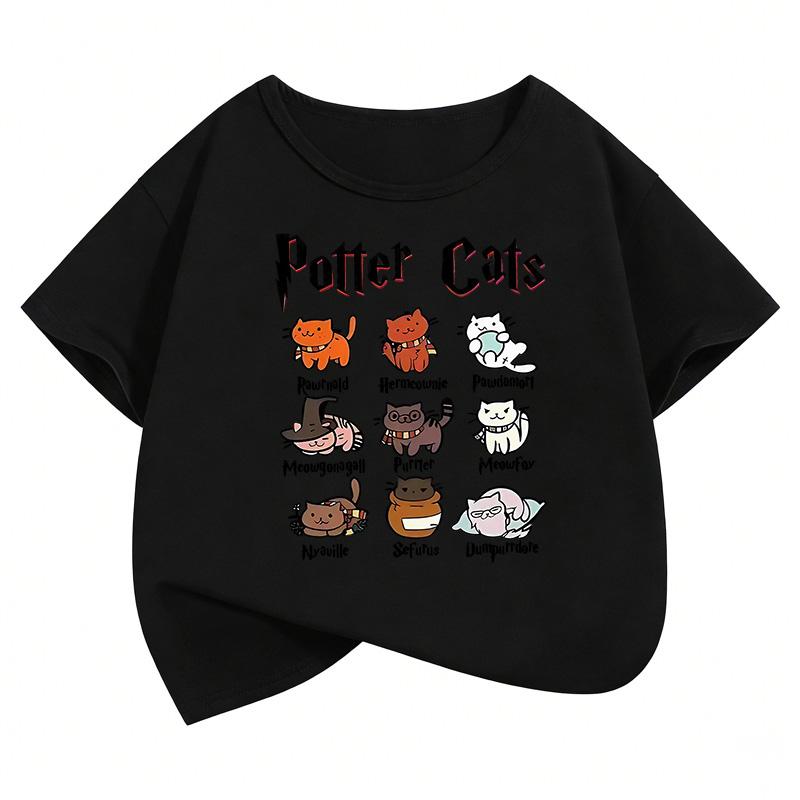 funny Cat Graphic Kids Tshirts Summer Short Sleeve Tees Cartoon Animal Boys Girls Clothes Kawaii
