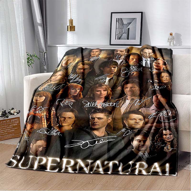 2026 New Supernatural Dean Sam Printed Blanket flannel Sofa Bed Cover for Four Seasons Comfortable Sleep Portable Warm Blanket