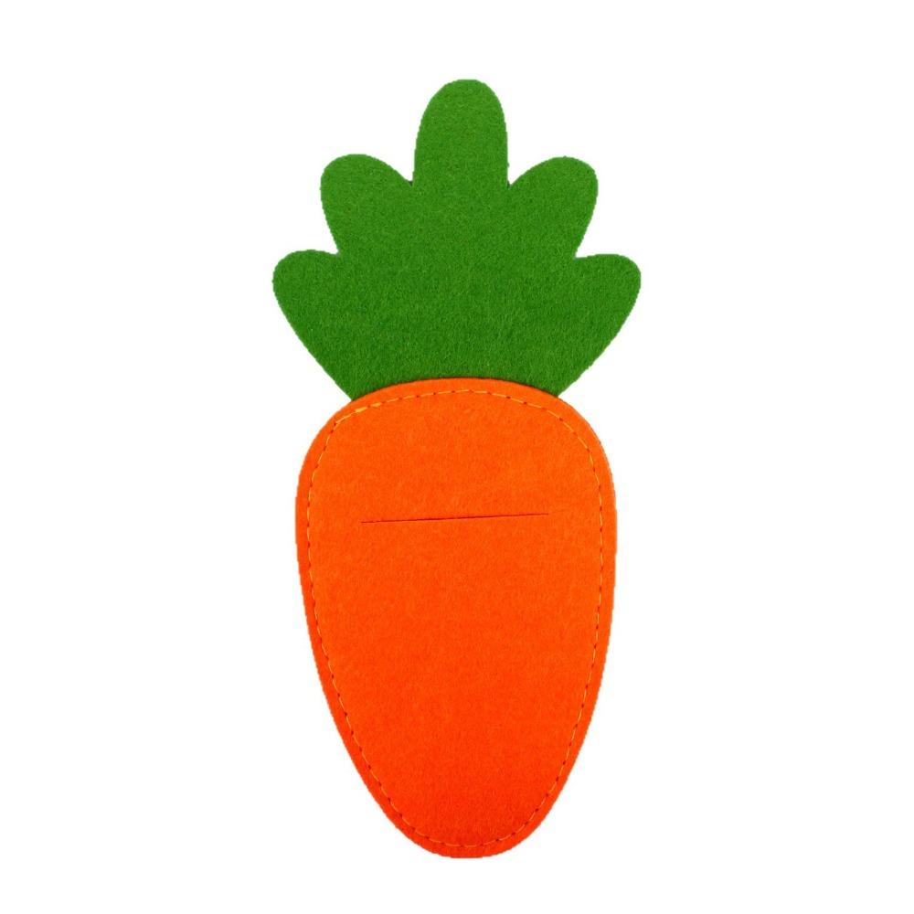 

5pcs Cute Cutlery Storage Bags Carrot Shape Silverware Organizer Bag Happy Easter Decor Carrot