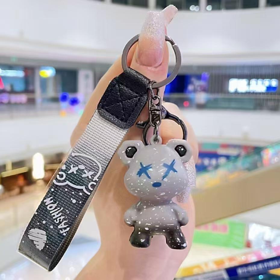 Cartoon Chameleon Bear Keychain Exquisite Couple Bag Doll Car Key Chain Pendant Keychain