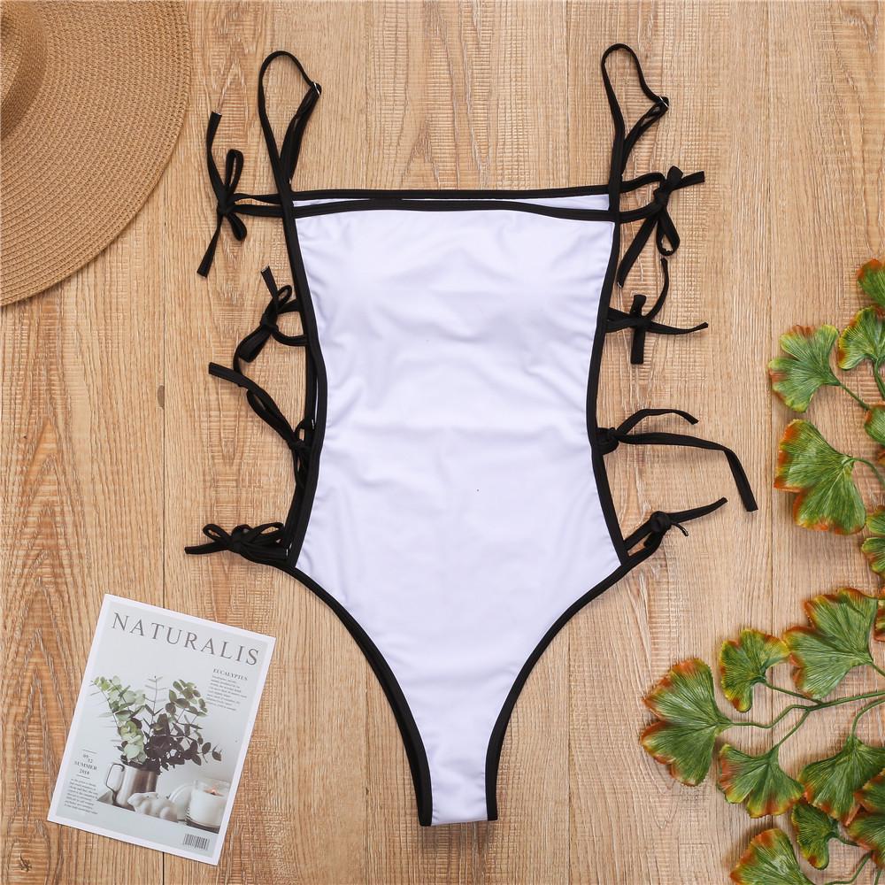 Shencai European & American Solid Color One-Piece Swimsuit with Sexy Straps (Model: ZY057)