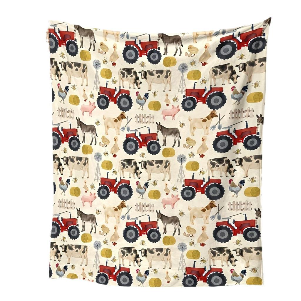 Farm Animal Tractor Blanket Flannel Cartoon Animal Blanket Lunch Break Four Seasons Sofa Office Blanket