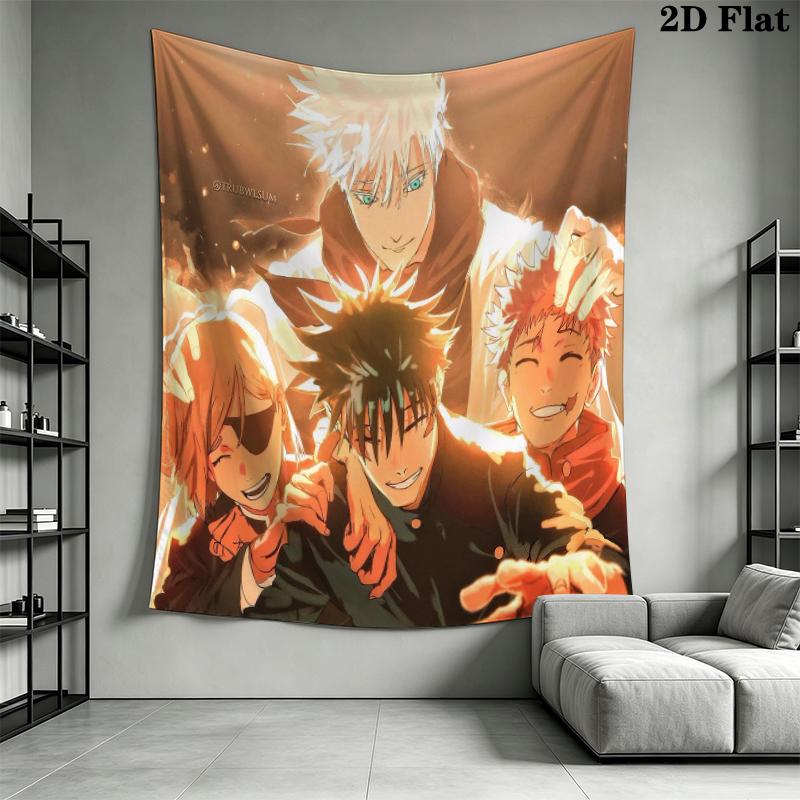 Jujutsu Kaisen Wall Tapestry Aesthetic Wall Hanging Printed Fabric Blanket Decorative Tapestries for Bedroom Living Room Home Decor