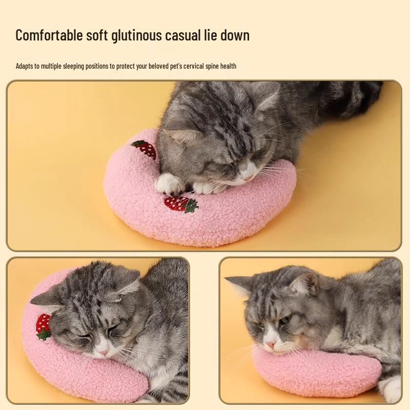 Kleine Katze U-förmiges Plüsch-Kuschel- und Schlafkissen