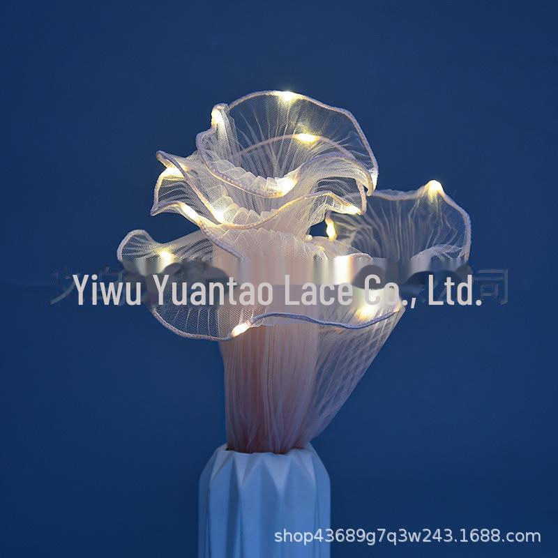 Valentine's Day 3D Ruffled Mesh Lace Flower Bouquet Wrap