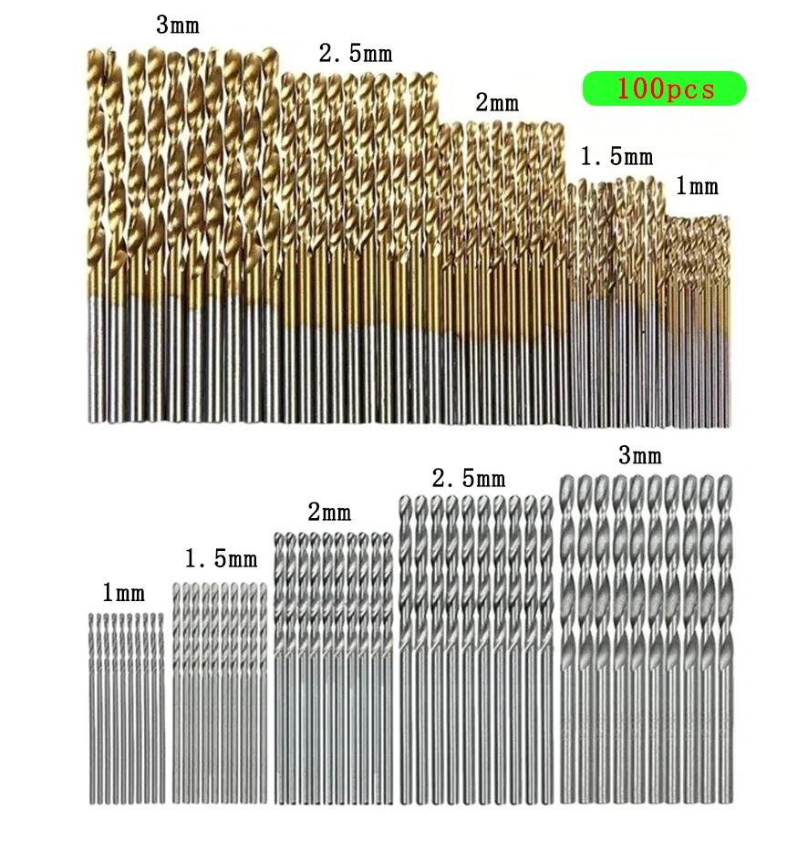 50pcs Drill Bits Tungsten Carbide Twist Drill Bit Power Tool High Speed Steel HSS Titanium Coated Drill Bit Set