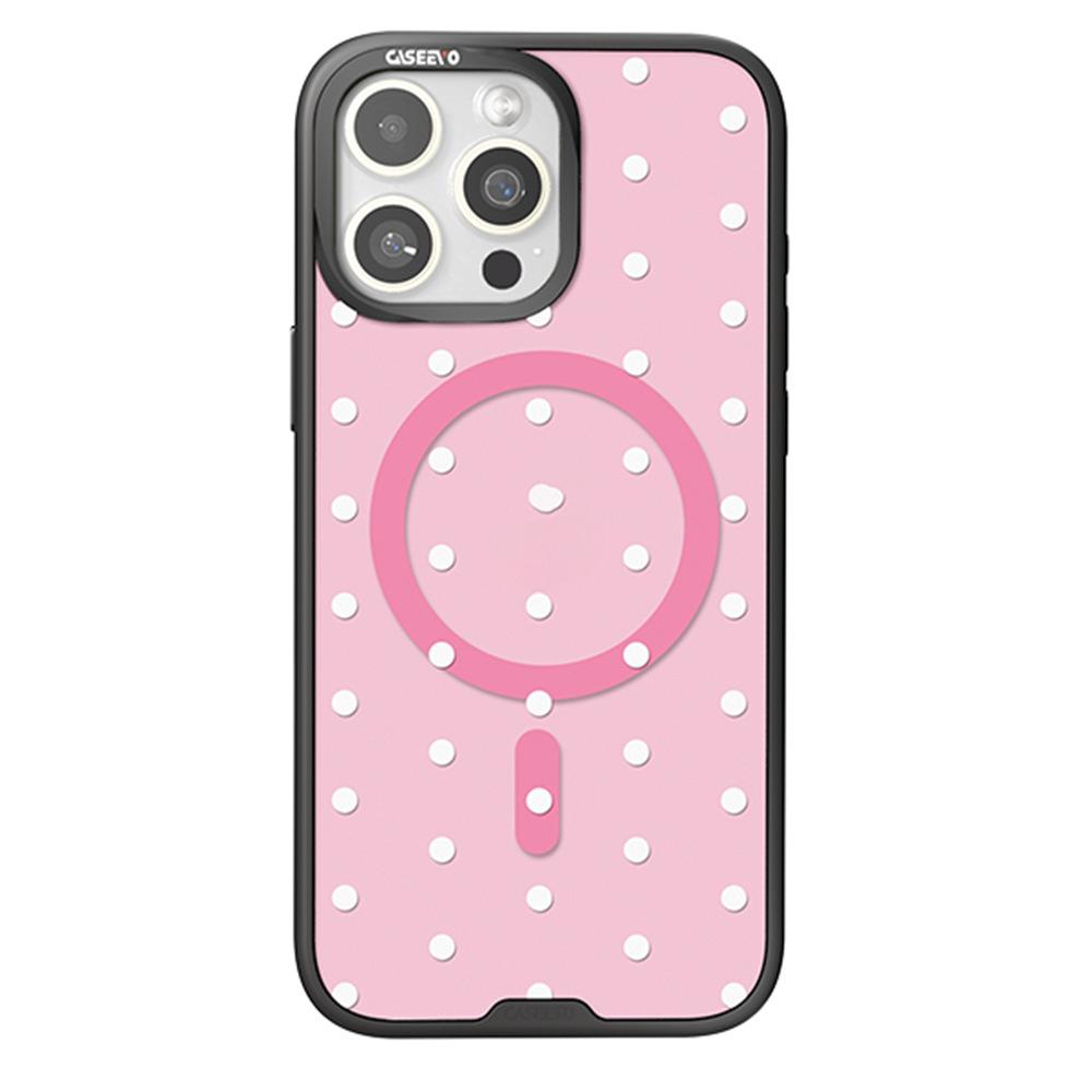 

CASEEVO For iPhone 15 Pro Case Compatible with MagSafe TPU Acrylic Cover with Interchangeable Dots Backplate Pink