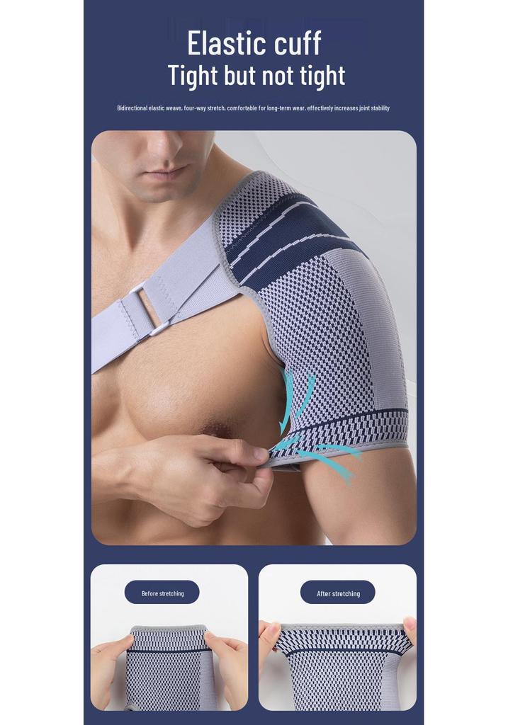Adjustable Compression Shoulder Protector for Men - Adult Sports Shoulder Pad for Weightlifting and Strain Support