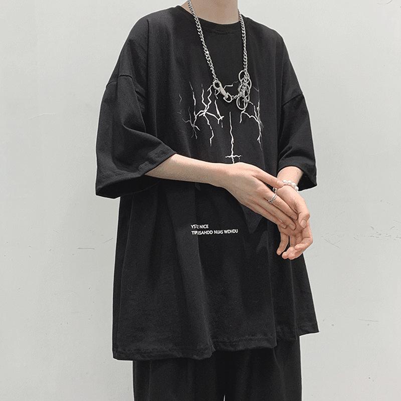 2021 Men's Short-Sleeve Summer Trendy Loose Hong Kong Style T-Shirt