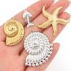 4pcs/lot Stainless Steel Marine Animal Pendant Starfish Conch Fishbone Shape Charms For DIY Necklace Earring Jewelry Accessories