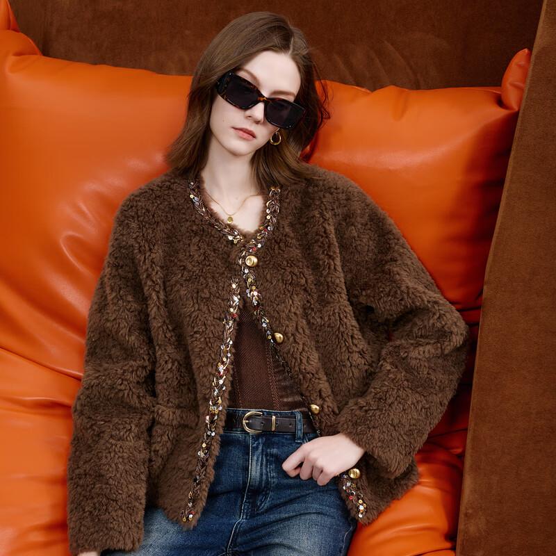 

Sancai 2025 Winter Elegant Wool Blend Furry Short Coat S