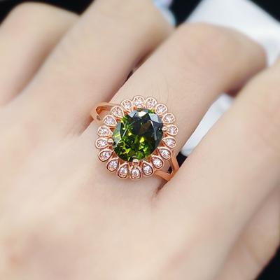 Nuovo temperamento moda rettangolo forma di fiore verde anelli di apertura per le donne zircone festa di fidanzamento regalo di gioielli eleganti