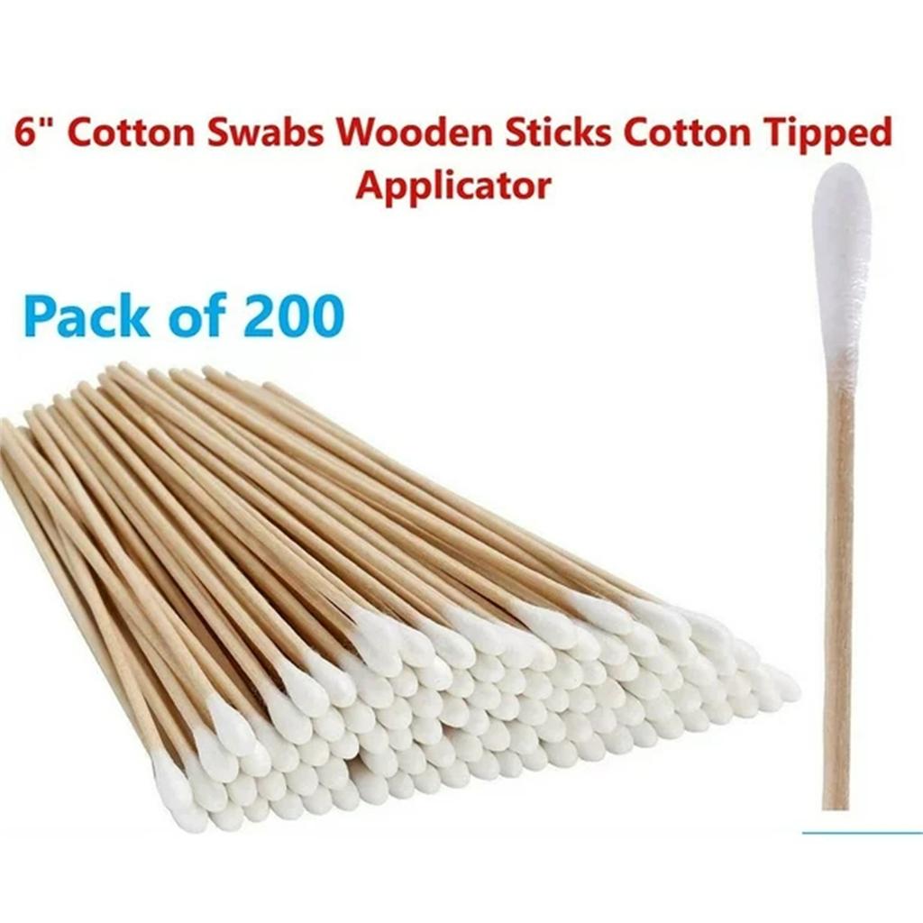 Double Tipped Cotton Swabs with Wooden Sticks Multipurpose Applicators for Personal Care and Cleaning Tasks 200 Count Pack