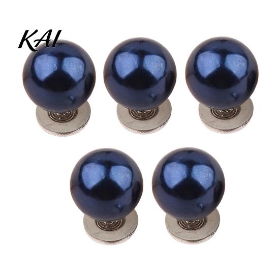 Decorative Pearl Embellishments 5Pcs Fake Buttons for Clothing, Removable Brooch Pins, No Clothes Fixing Clips Necklines Sew Safety Pins Shirt