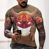 Lässiges Rundhals-Kurzarm-Herren-T-Shirt mit 3D-Digitaldruck, leicht und atmungsaktiv, kurzärmelig, weich und co